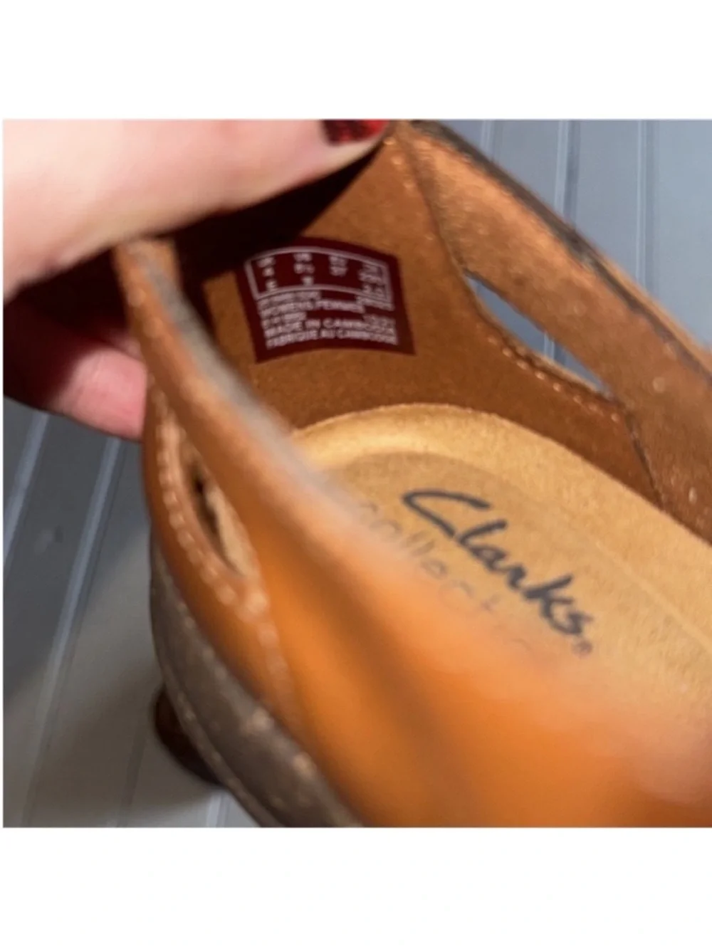 Clarks Roseville Step Slip-On Shoe Dark Tan Size 6.5